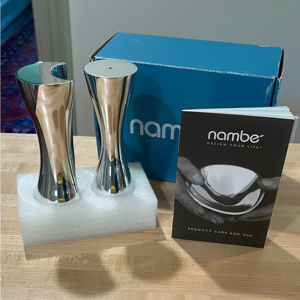 Nambé “Hug” Silver Sculptural Shakers